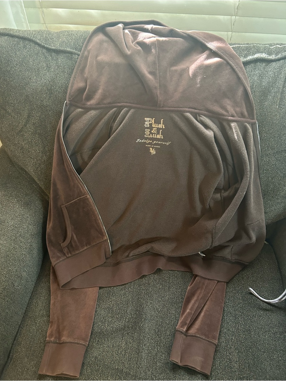 Victoria's Secret Plush & Lush Brown Plush Velour Hoodie Jacket discounted